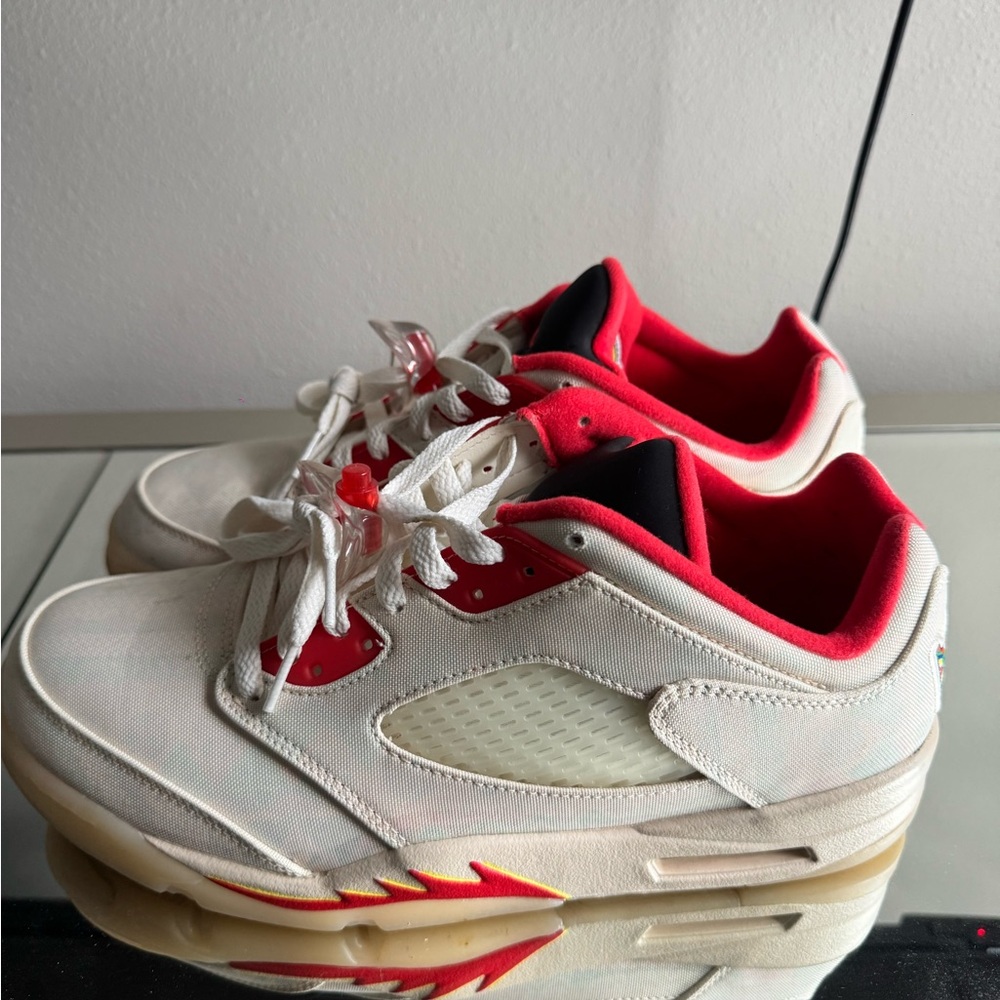 Authentic RARE Jordan 5 Retro Low Fired Red Cream Black Glow Men's